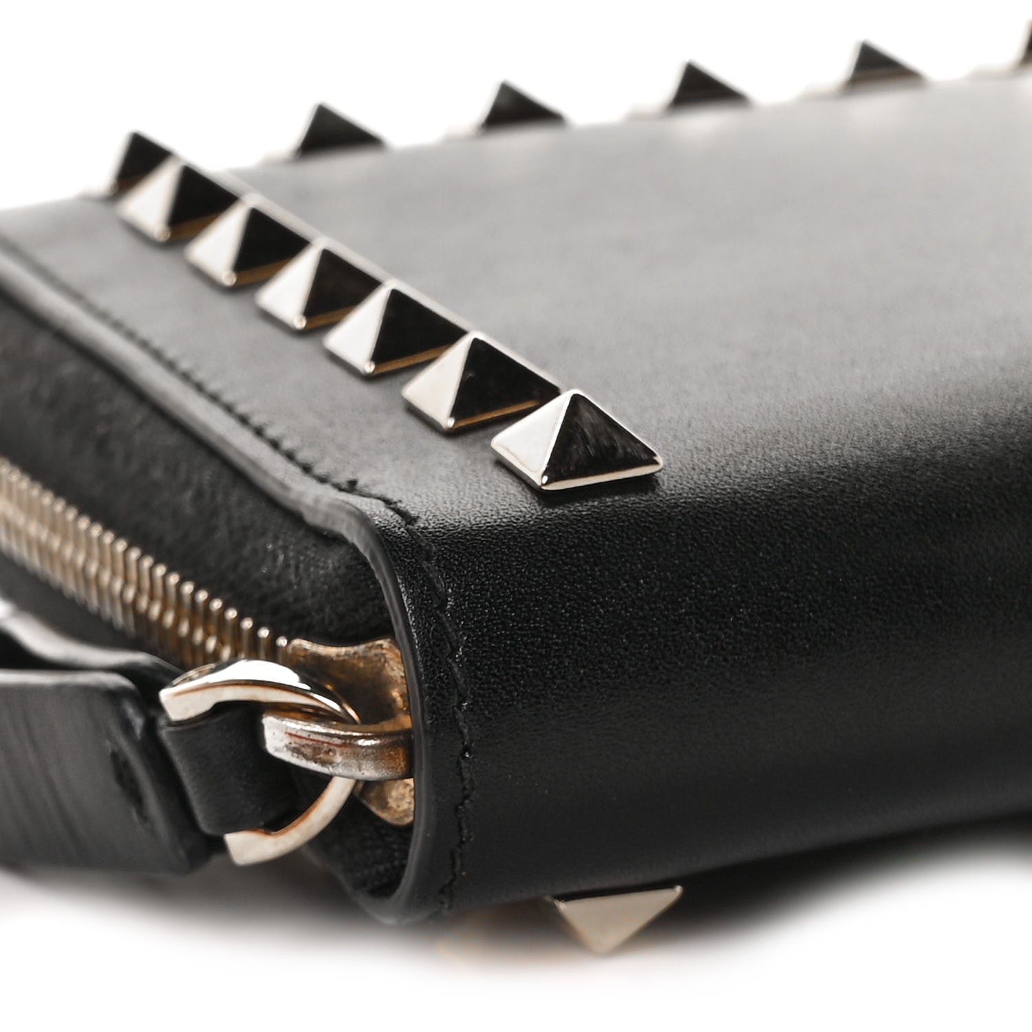Valentino Garavani Calfskin Rockstud Zip Around Wallet Black 7 of 10