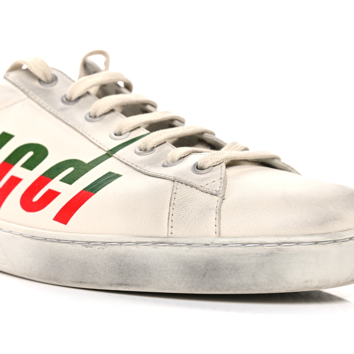 Gucci Distressed Calfskin Mens Ace Blade Sneakers 11 White 17 of 23