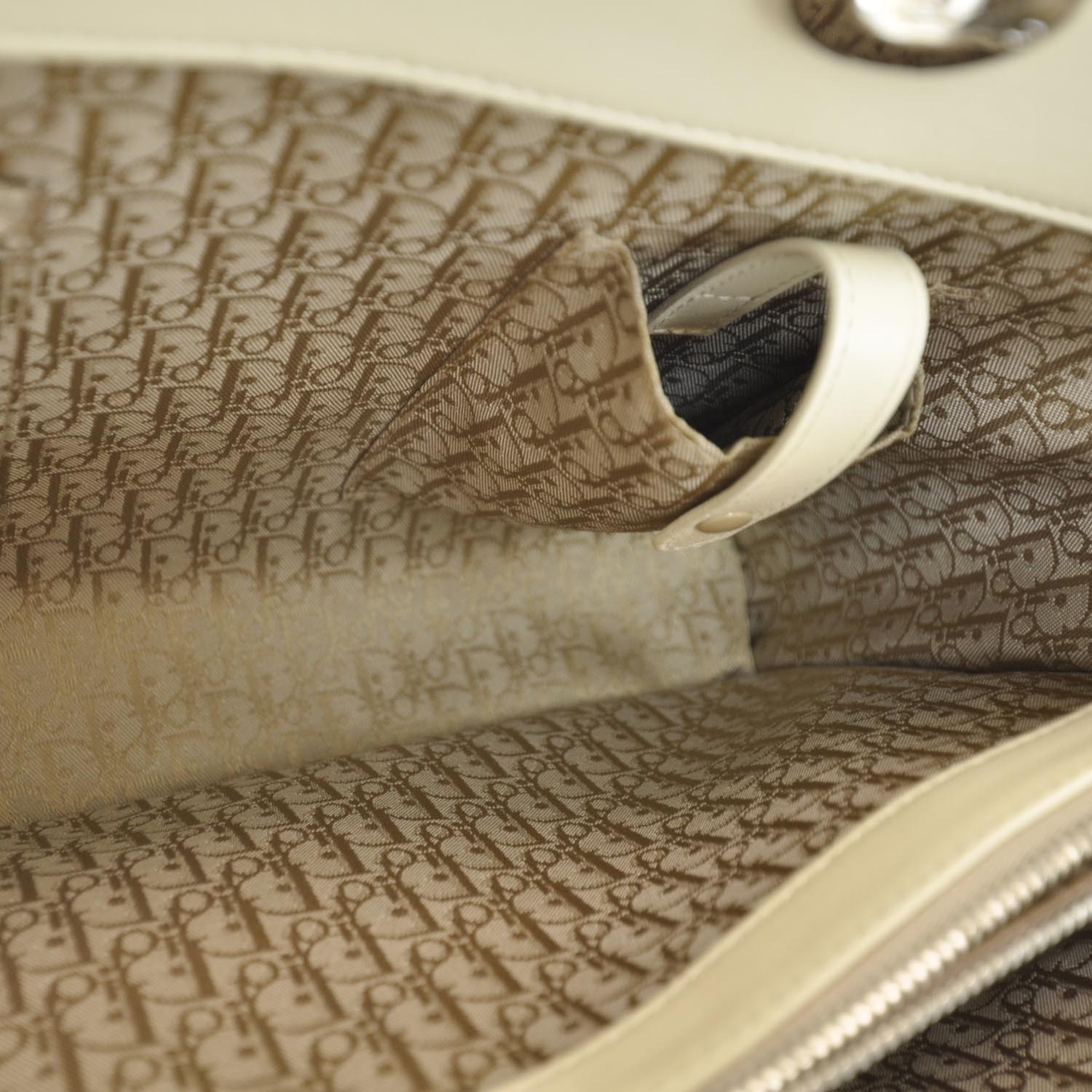 Christian Dior Calfskin Cannage Stitched Tote Beige 9 of 11