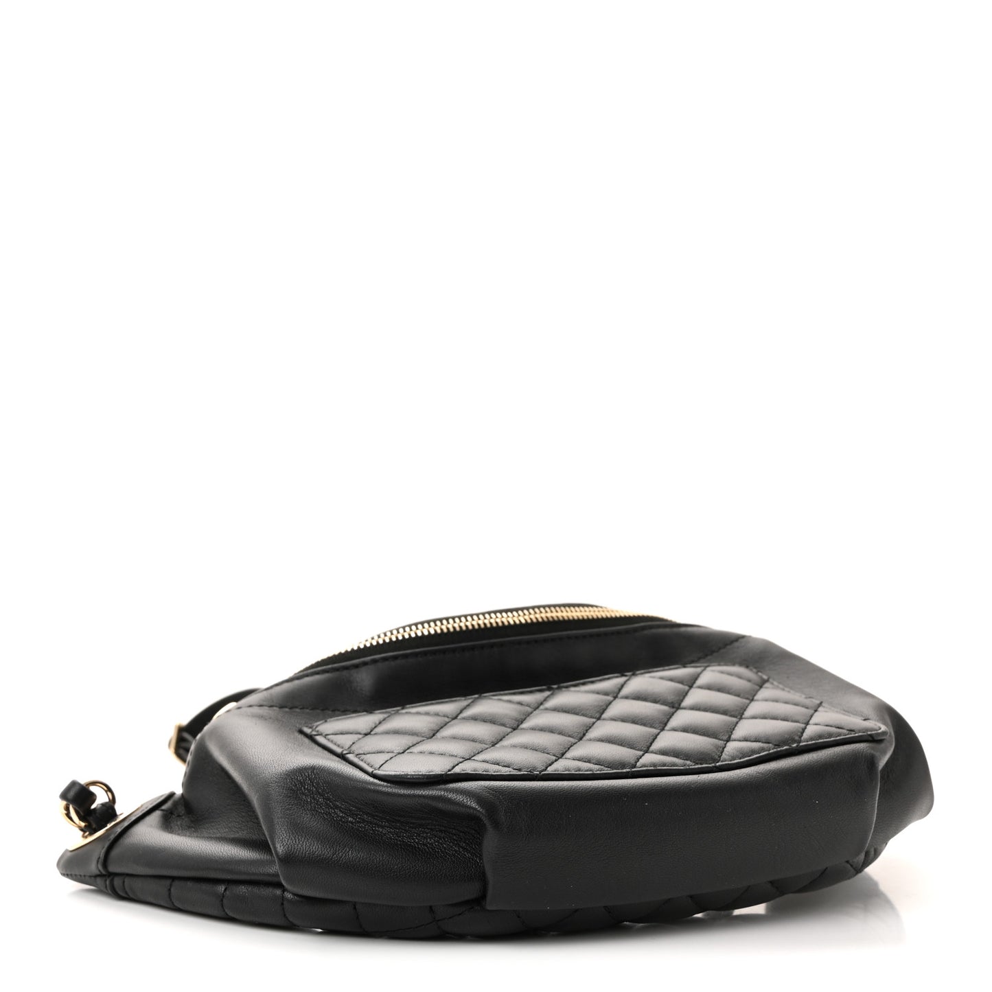 Lambskin Quilted Waist Bag Fanny Pack Black