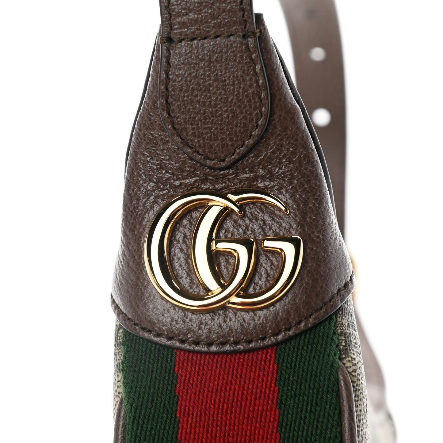 GG Supreme Monogram Textured Calfskin Web Mini Ophidia Half Moon Hobo Beige Ebony New Acero