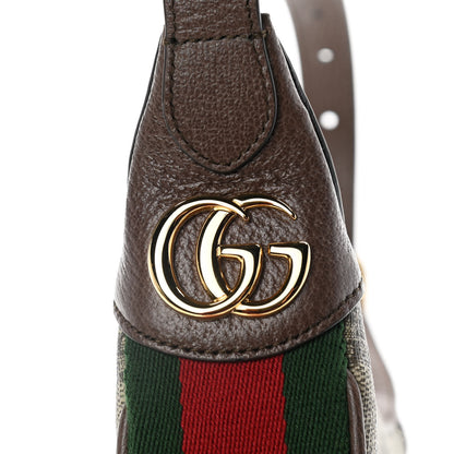 Gucci GG Supreme Monogram Textured Calfskin Web Mini Ophidia Half Moon Hobo Beige Ebony New Acero 7 of 11