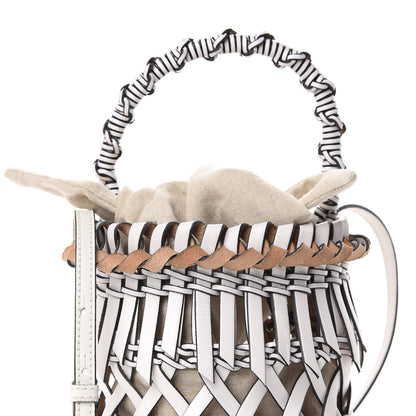 Loewe Calfskin Fringe Woven Bucket Bag White 8 of 8