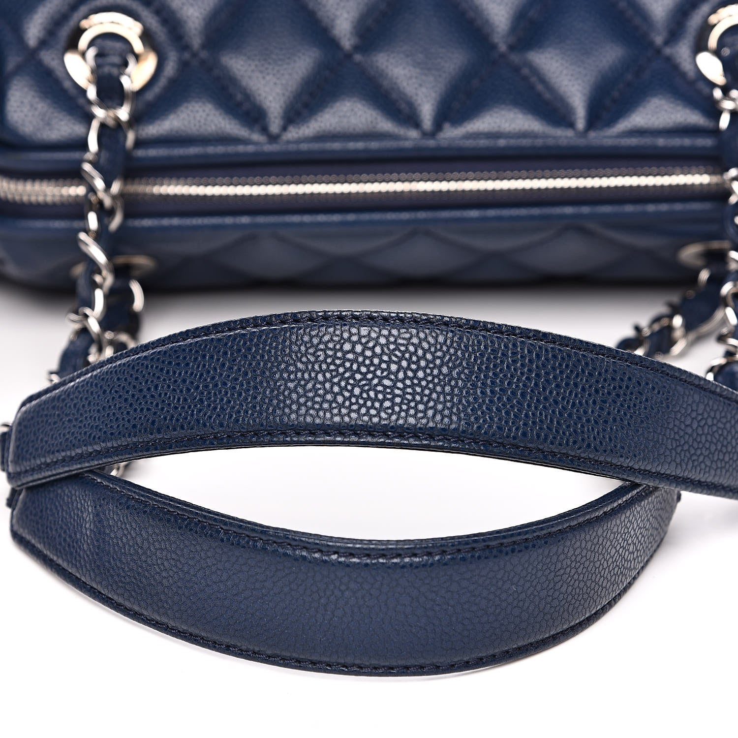 Chanel Caviar Quilted Framed Bowling Bag Navy 10 of 11