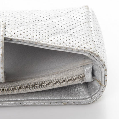 Chanel Perforated Lambskin Quilted Mini Phone Holder Clutch Silver 14 of 14
