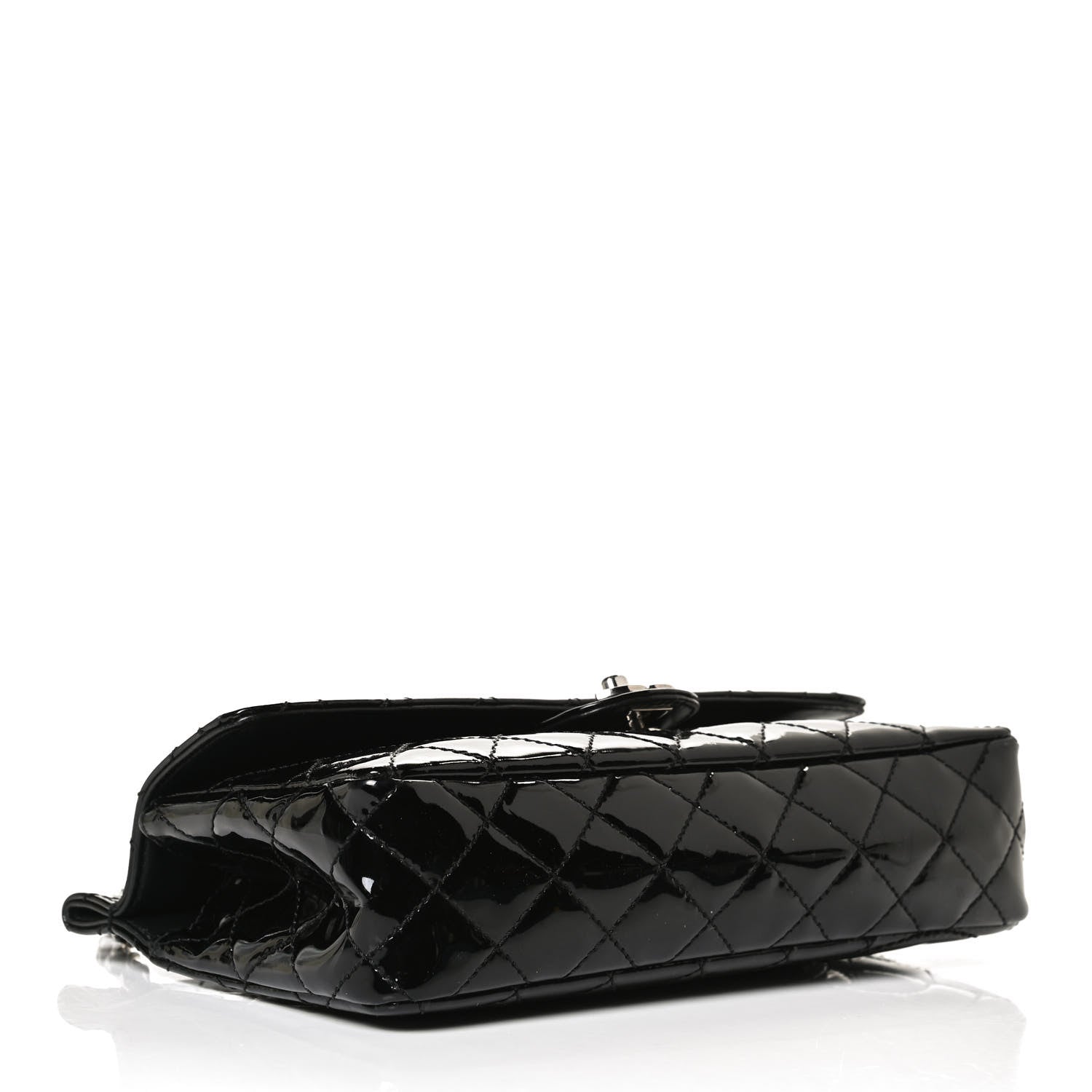 Chanel Patent Quilted Jumbo Diagonal CC Flap Black 4 of 12