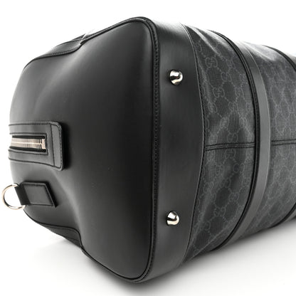 Gucci Soft GG Supreme Monogram Appia Calfskin Web Medium Carry On Duffle Bag Black Grey 8 of 11