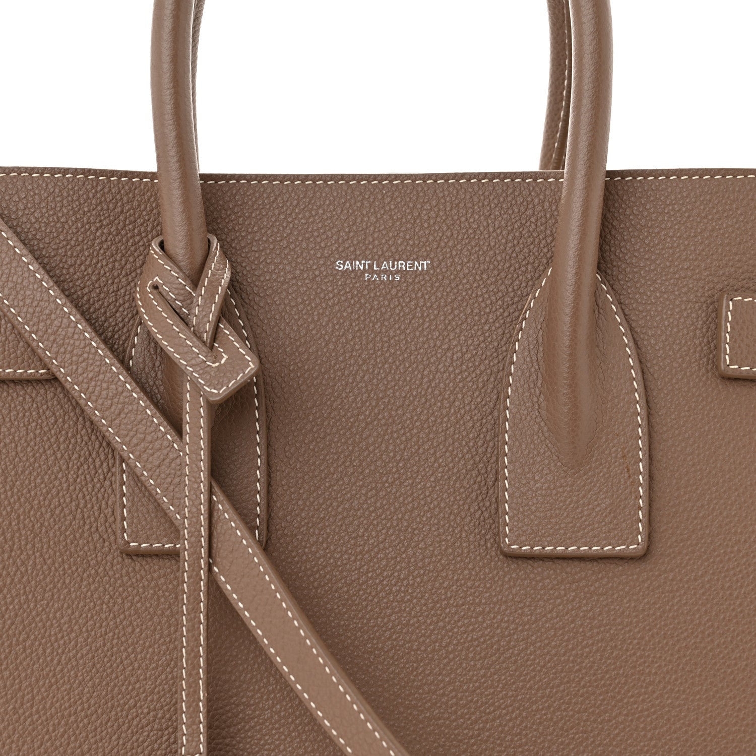 Saint Laurent Grained Calfskin Topstitch Small Classic Sac De Jour Taupe 8 of 10