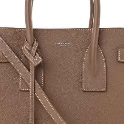 Saint Laurent Grained Calfskin Topstitch Small Classic Sac De Jour Taupe 8 of 10