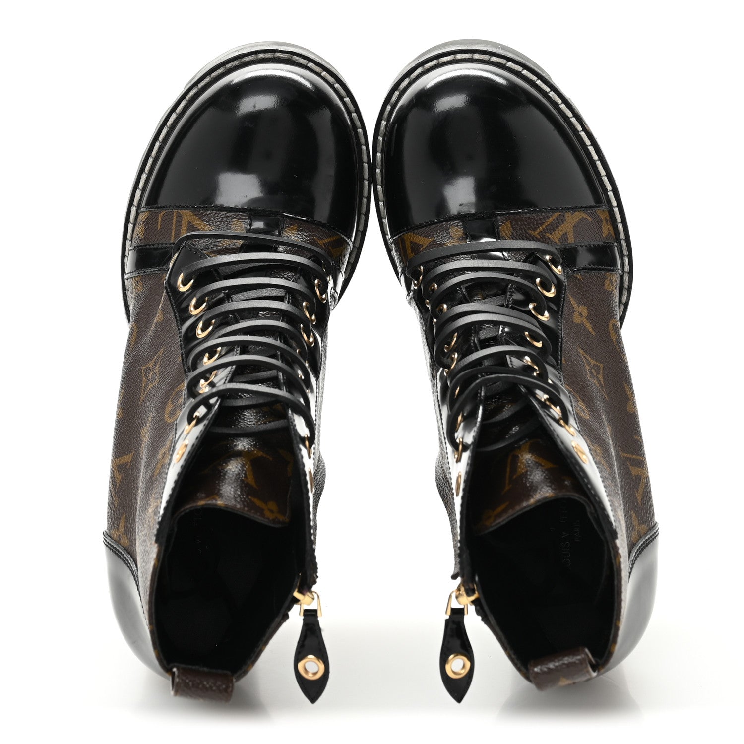 Louis Vuitton Patent Calfskin Monogram Star Trail Ankle Boots 41 Black 2 of 9