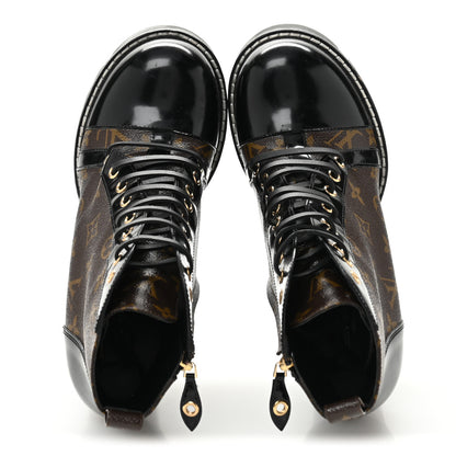 Louis Vuitton Patent Calfskin Monogram Star Trail Ankle Boots 41 Black 2 of 9