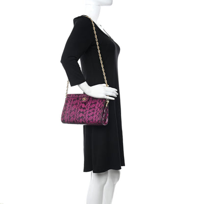 Gucci Snakeskin GG Small Ophidia Chain Shoulder Bag Pink 2 of 9