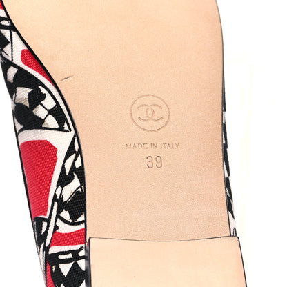 Chanel Canvas Grosgrain Cap Toe CC Ballerina Flats 39 Red Multicolor 7 of 9