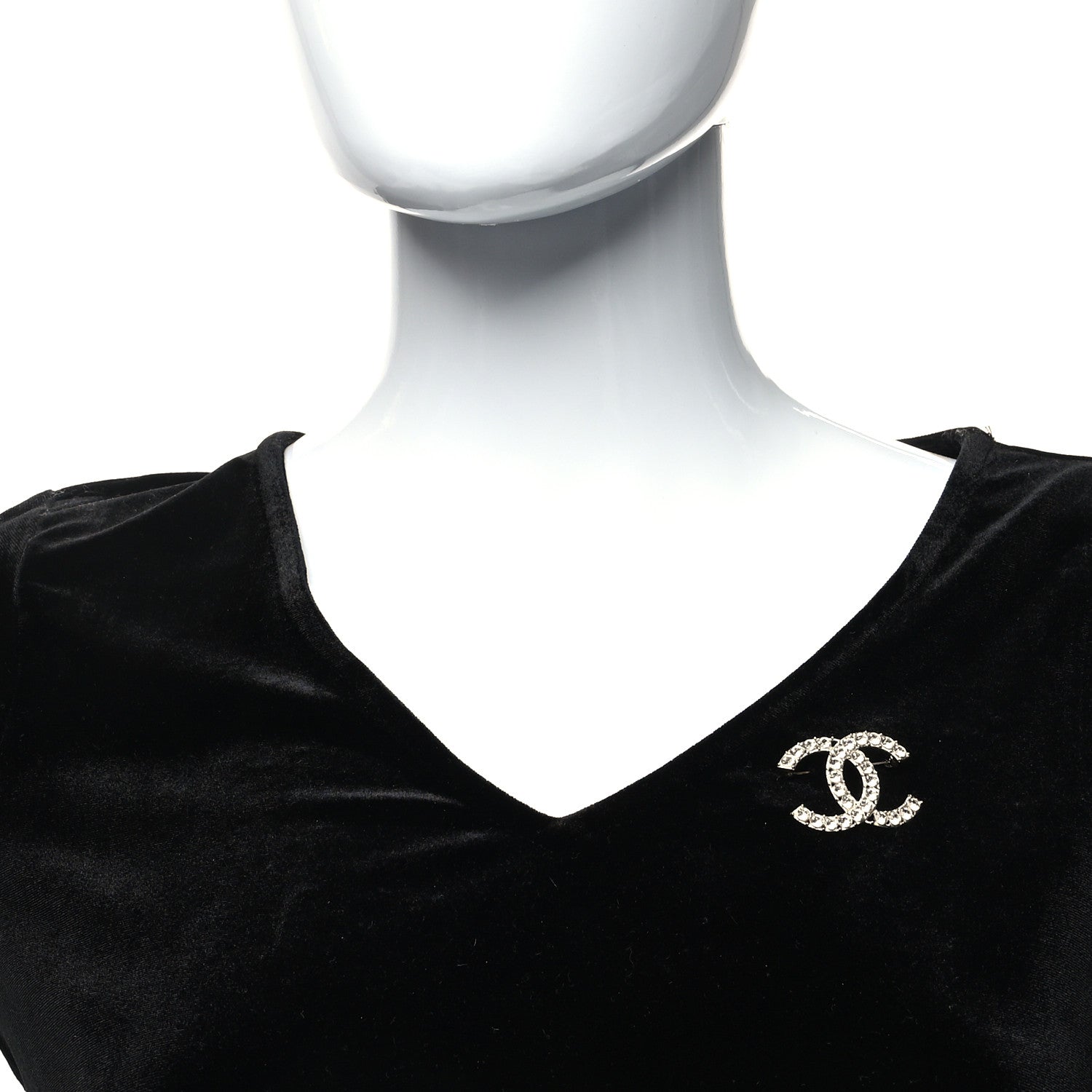 Chanel Crystal CC Brooch Light Gold 2 of 4