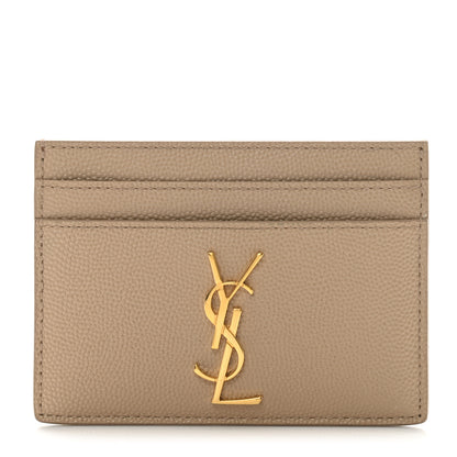 Saint Laurent Grain De Poudre Monogram Credit Card Case Nude Powder 1 of 10