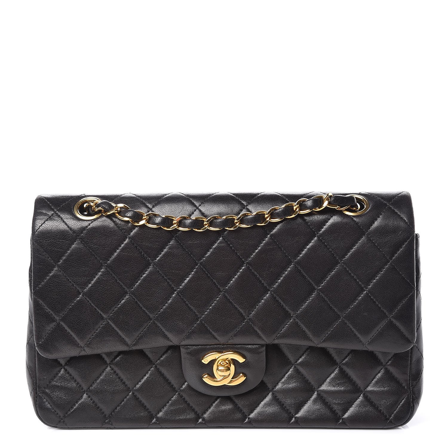Chanel Lambskin Quilted Medium Double Flap Black 1 of 9