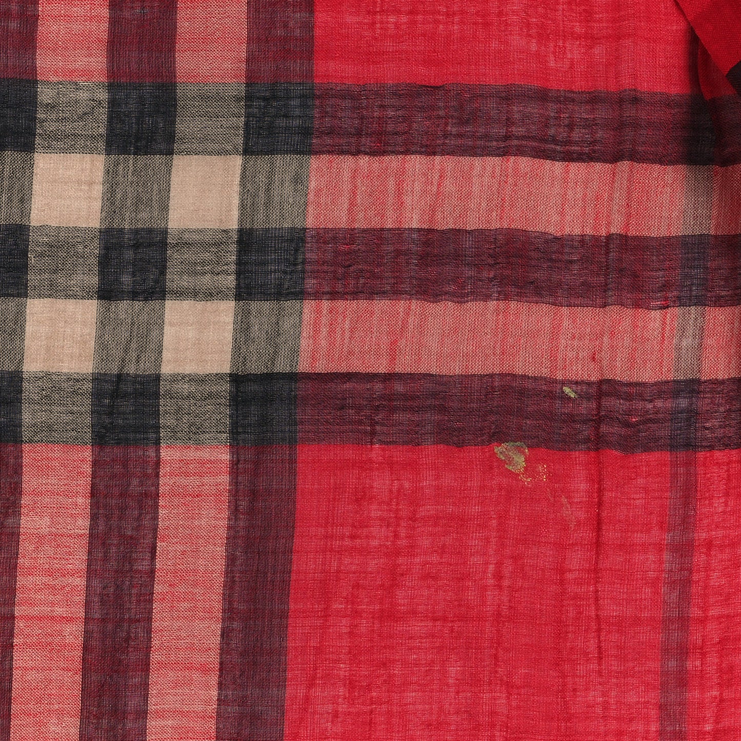 Wool Silk House Check Lightweight Scarf Red