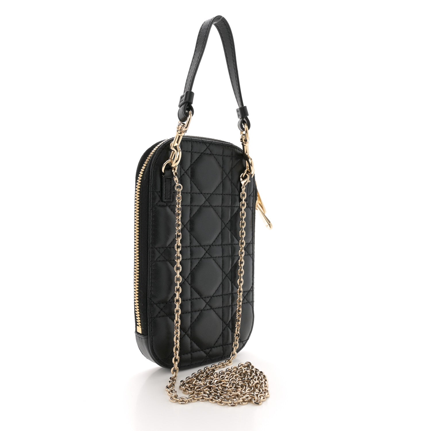 Christian Dior Lambskin Cannage Lady Dior Phone Holder Black 3 of 12