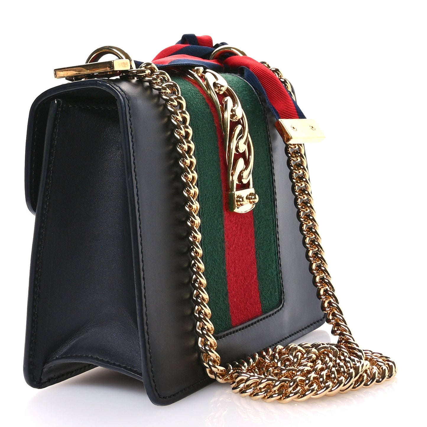 Calfskin Mini Sylvie Chain Shoulder Bag Black