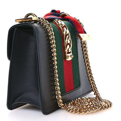Gucci Calfskin Mini Sylvie Chain Shoulder Bag Black 3 of 10