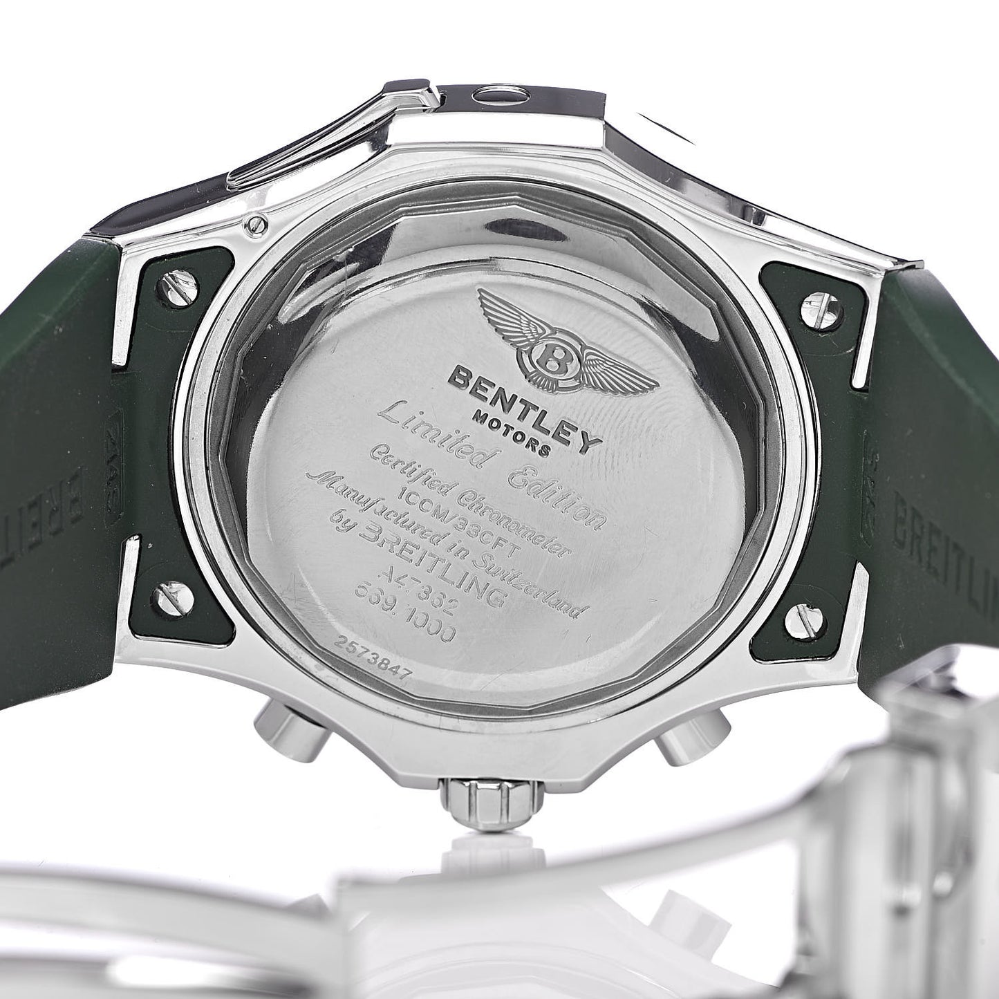 Stainless Steel Rubber 49mm Bentley GMT Chronograph Automatic Watch Green A47362
