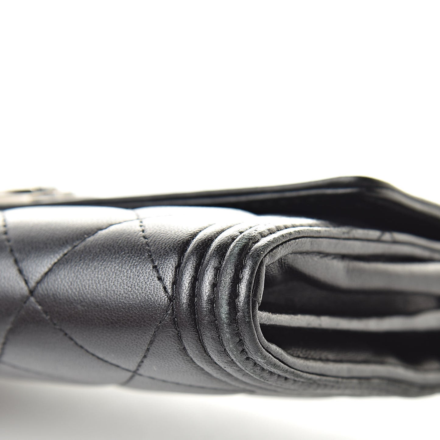 Lambskin Quilted Boy Flap Wallet Black