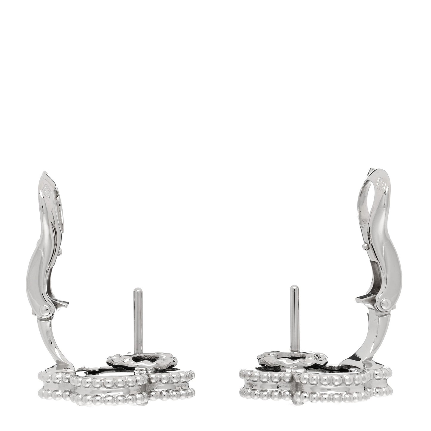 18K White Gold Black Onyx Vintage Alhambra Earrings