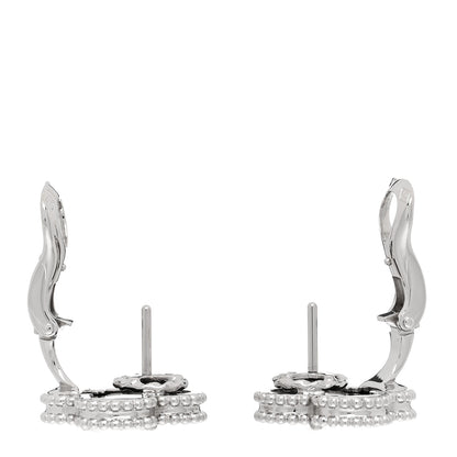 Van Cleef & Arpels 18K White Gold Black Onyx Vintage Alhambra Earrings 3 of 5