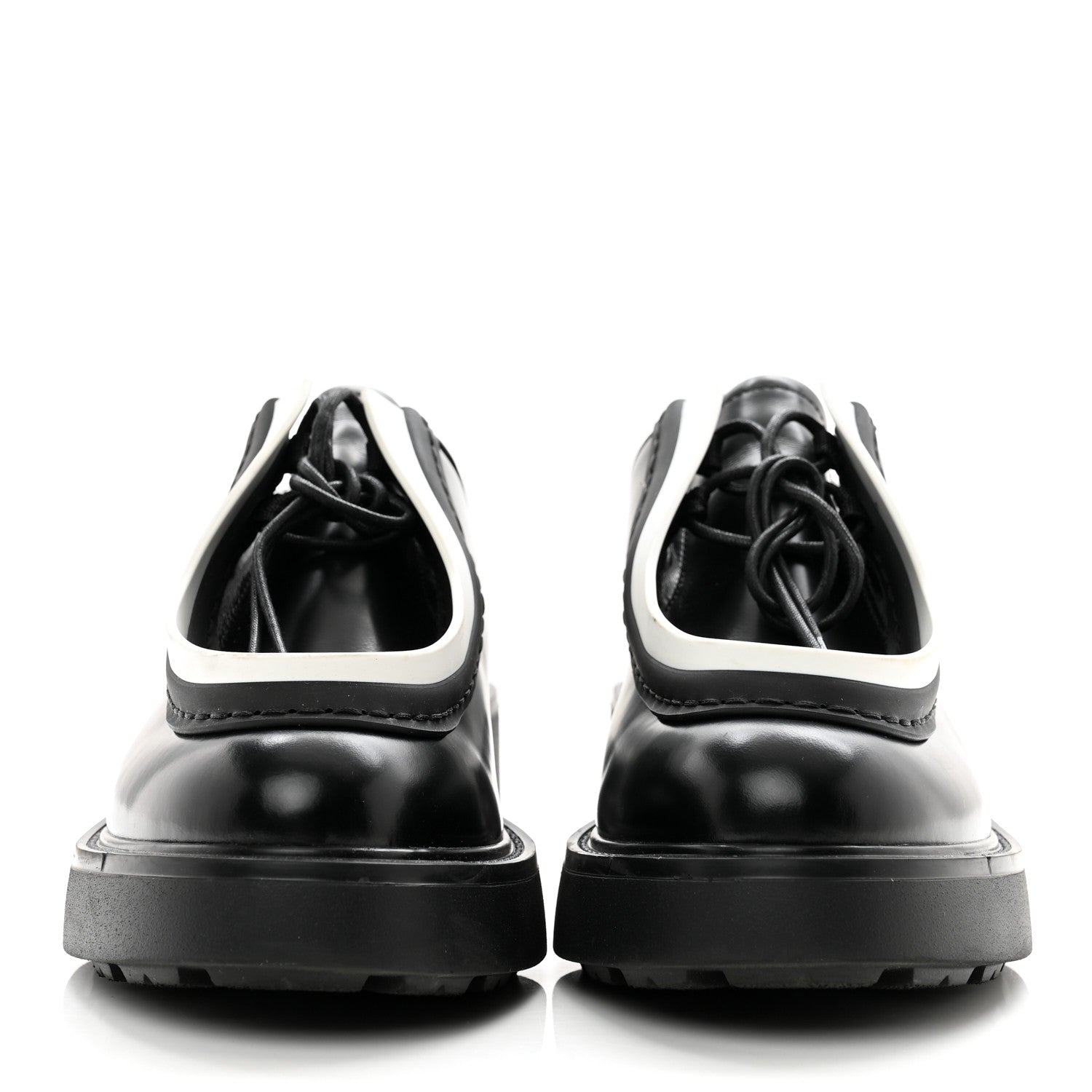 Prada Spazzolato Rois Monolith 55mm Derby Loafers 39.5 Black White 2 of 10
