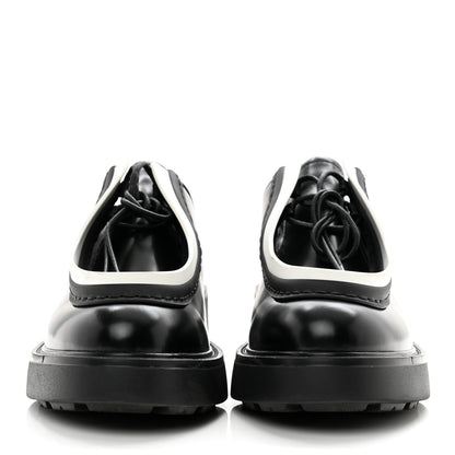 Prada Spazzolato Rois Monolith 55mm Derby Loafers 39.5 Black White 2 of 10