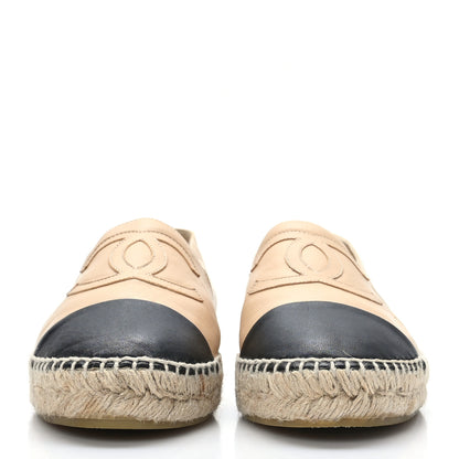 Chanel Lambskin CC Espadrilles 41 Beige Black 2 of 10
