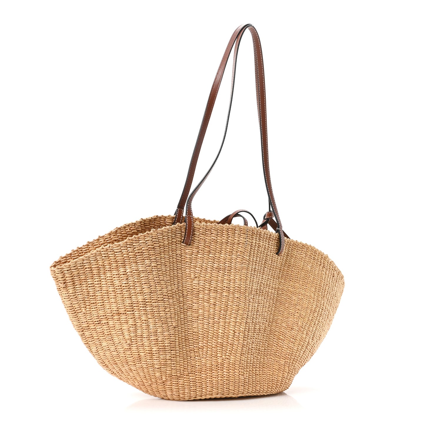 Calfskin Raffia Paulas Ibiza Small Basket Tote Bag Natural Pecan