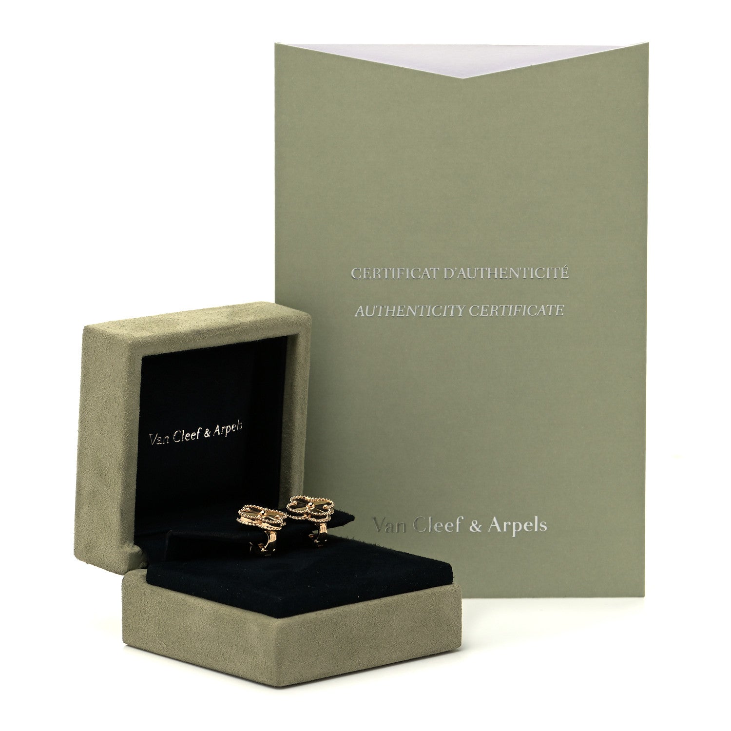 Van Cleef & Arpels 18K Yellow Gold Guilloche Vintage Alhambra Earrings 5 of 5