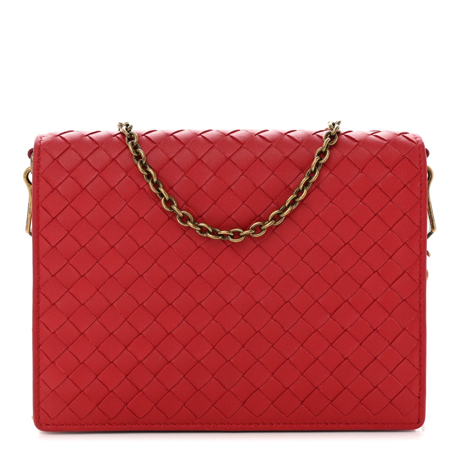 Bottega Veneta Nappa Intrecciato Chain Wallet China Red 1 of 11