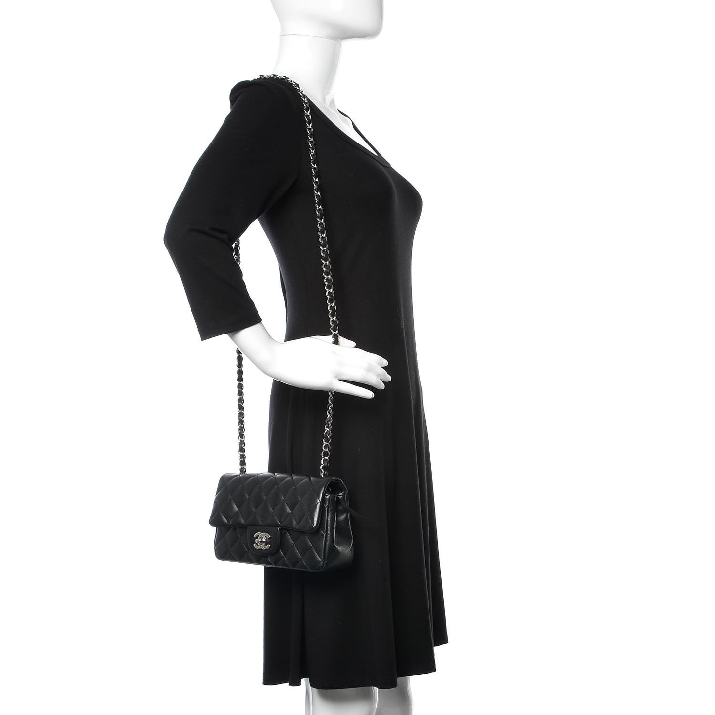 Lambskin Quilted Mini Rectangular Flap Black