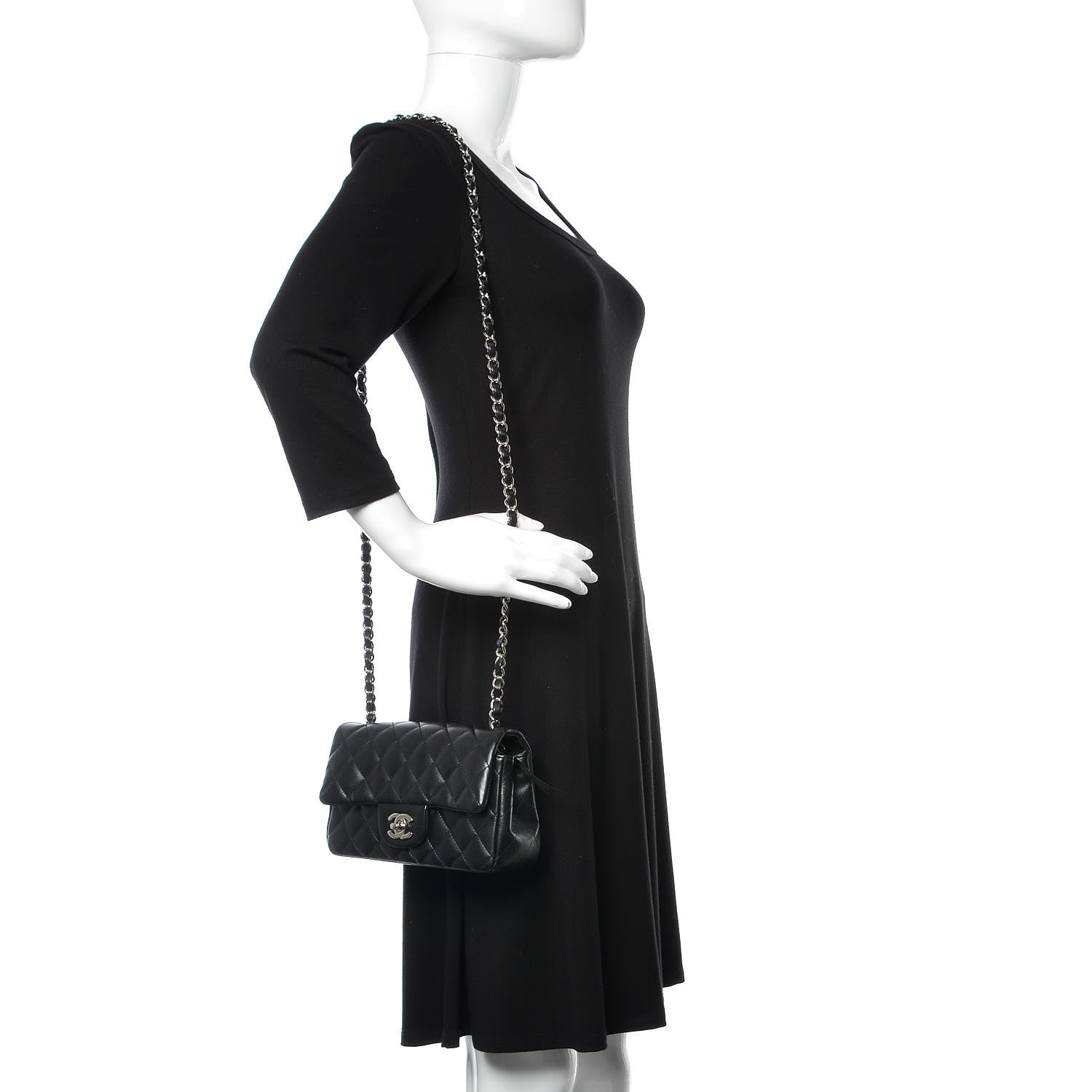 Chanel Lambskin Quilted Mini Rectangular Flap Black 2 of 9