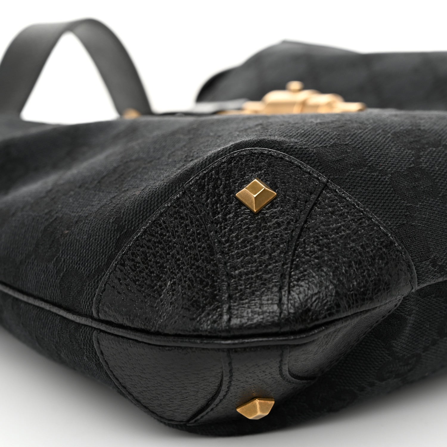 Gucci Monogram Piston Lock Jackie O Hobo Black 9 of 11