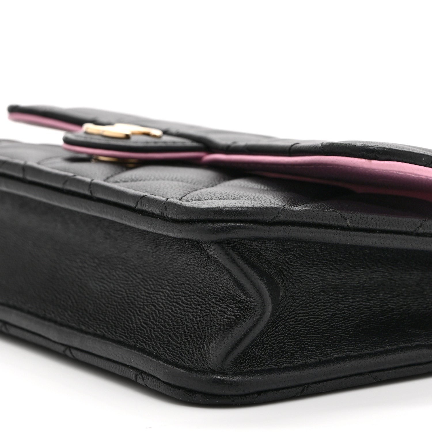 Chanel Lambskin Quilted Flap Phone Holder With Chain Black Lilac 11 of 11