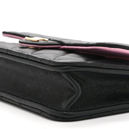 Chanel Lambskin Quilted Flap Phone Holder With Chain Black Lilac 11 of 11