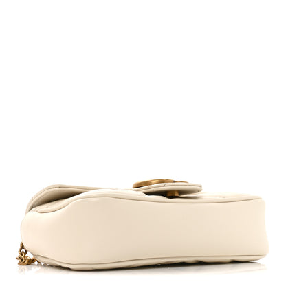 Gucci Calfskin Matelasse Super Mini GG Marmont Shoulder Bag White 3 of 10