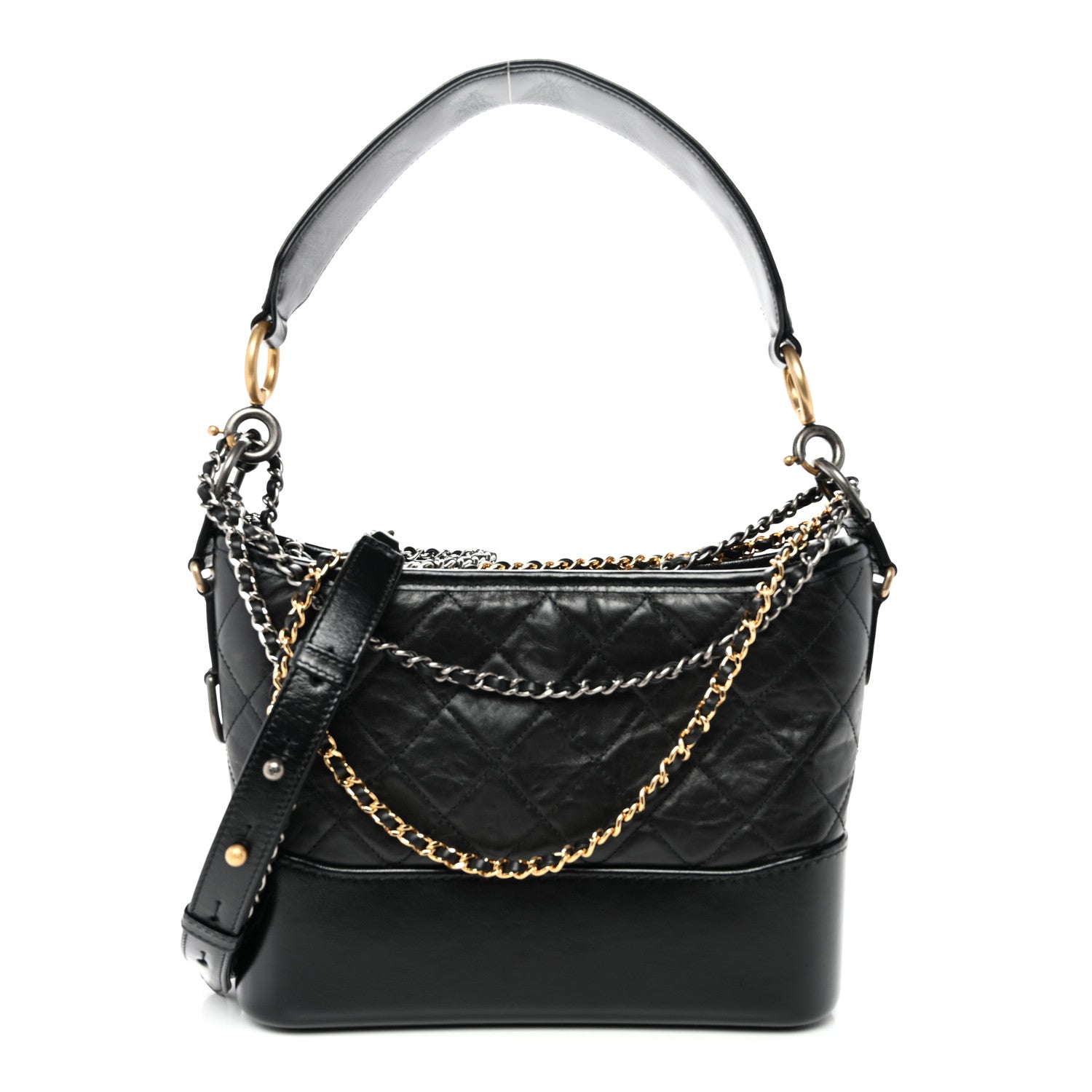 Chanel Aged Smooth Calfskin Quilted Medium Gabrielle Logo Hobo Black 1 of 10