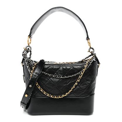 Chanel Aged Smooth Calfskin Quilted Medium Gabrielle Logo Hobo Black 1 of 10