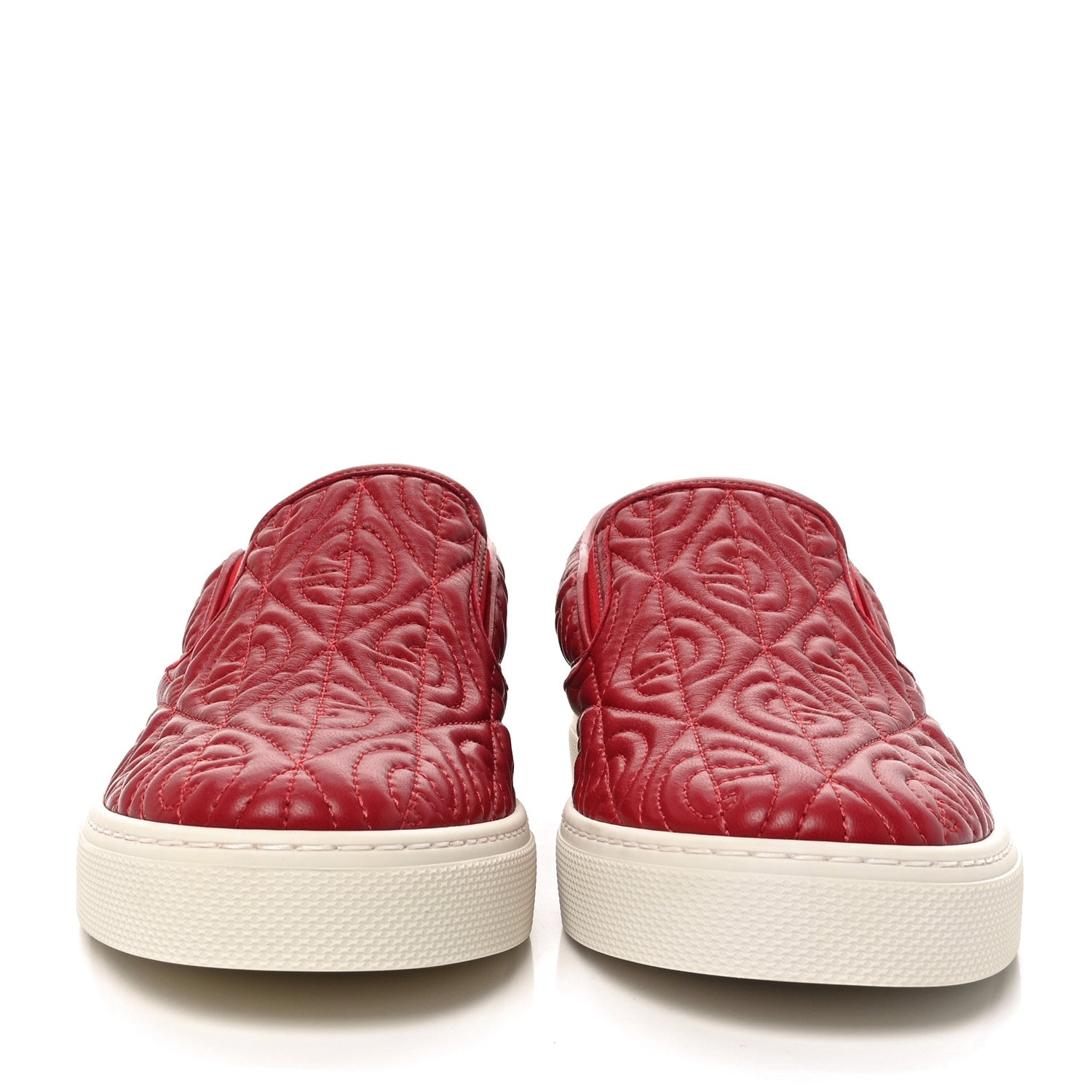 Gucci Nappa Web G Rhombus Quilted Mens Slip On Sneakers 7.5 Hibiscus Red Rosso 3 of 9