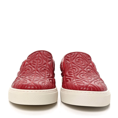 Gucci Nappa Web G Rhombus Quilted Mens Slip On Sneakers 7.5 Hibiscus Red Rosso 3 of 9
