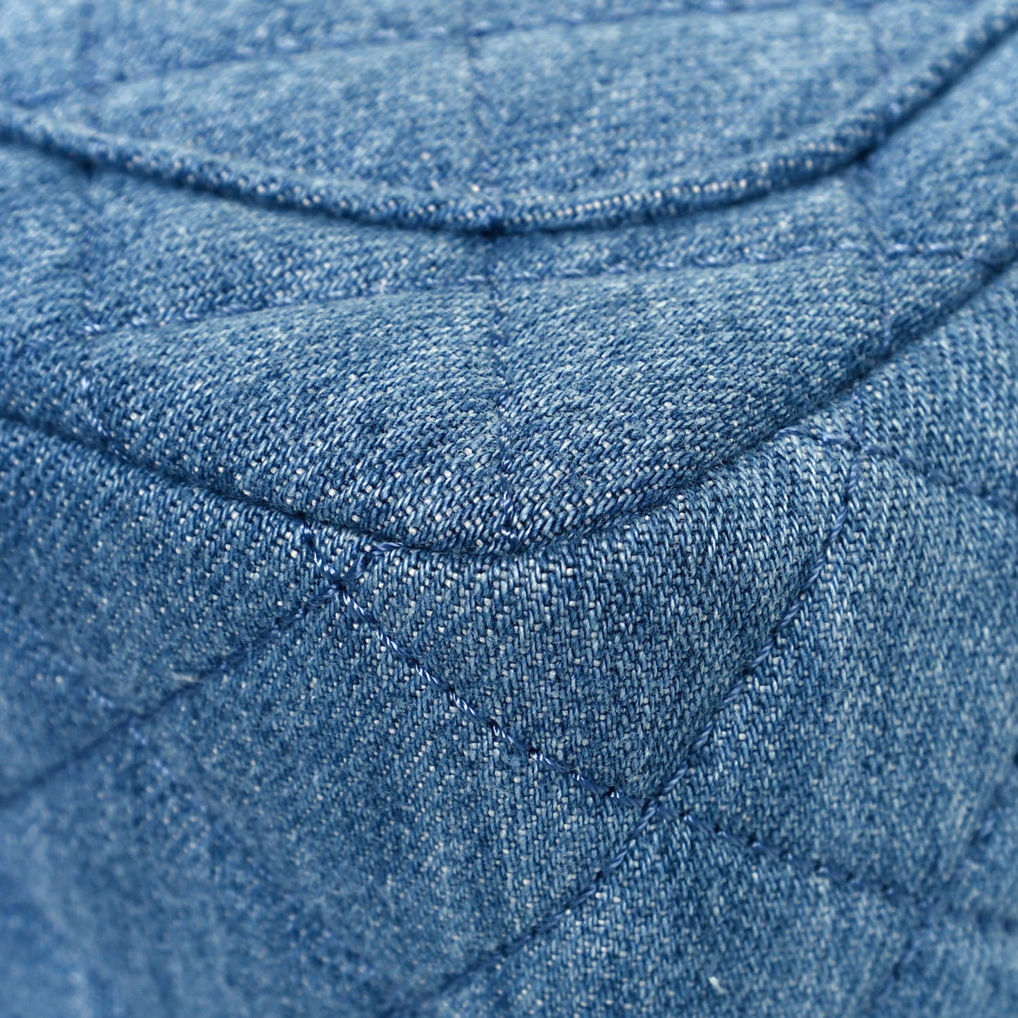 Denim Quilted Mini Pearl Crush Flap Blue