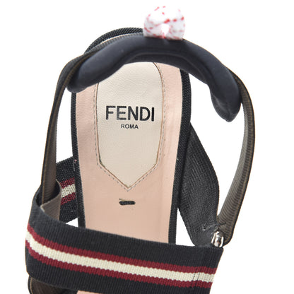 Fendi Technical Mesh FF Colibri 55mm Slingback Pumps 37 Tobacco Moro Bordeaux Black Militare 5 of 7