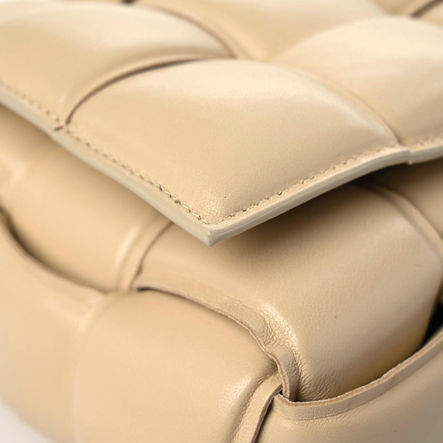 Nappa Maxi Intreccio Padded Cassette Crossbody Bag Porridge