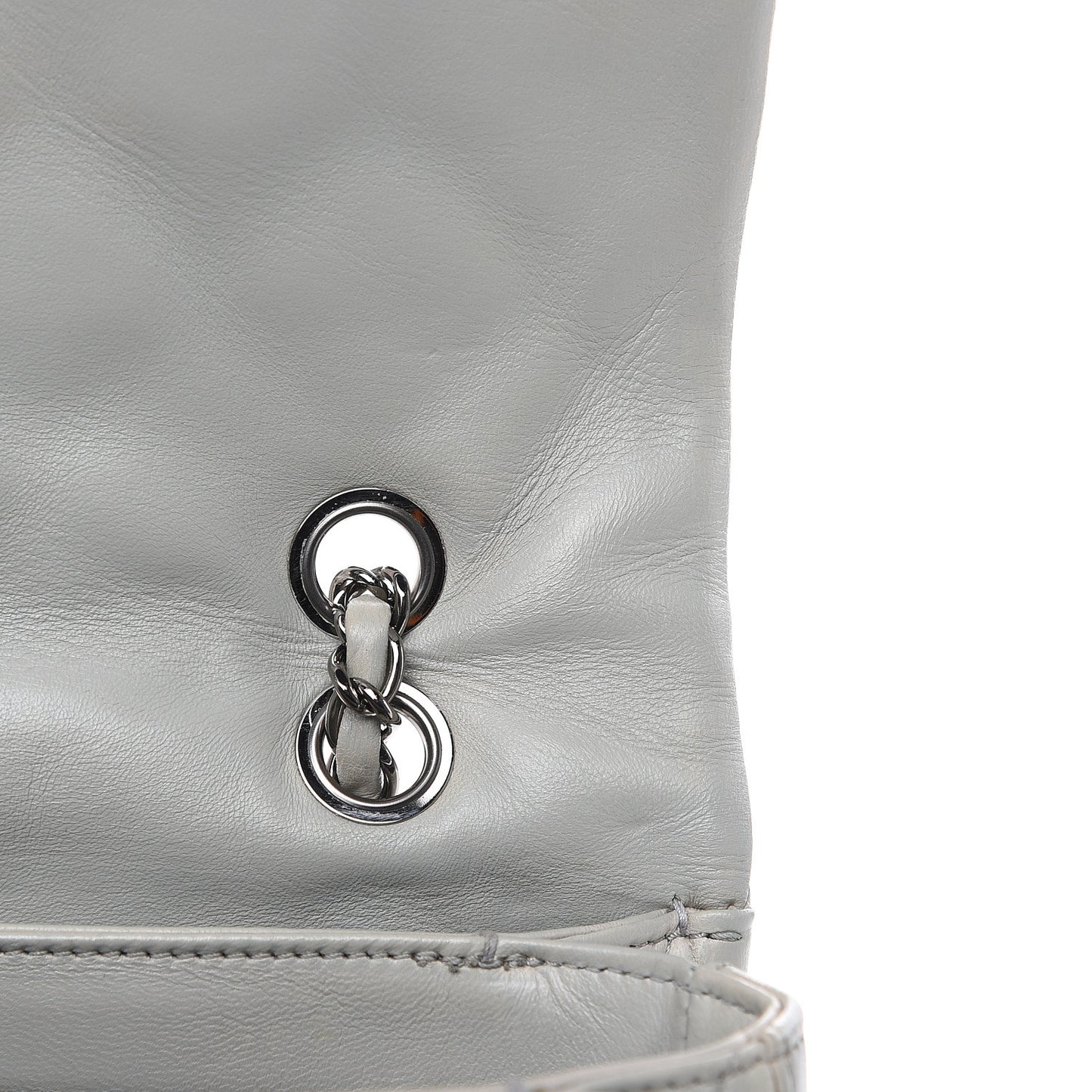 Lambskin Quilted Large 3 Flap Bag Grey