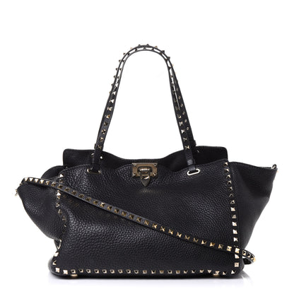Valentino Garavani Pebbled Calfskin Medium Rockstud Tote Black 2 of 20