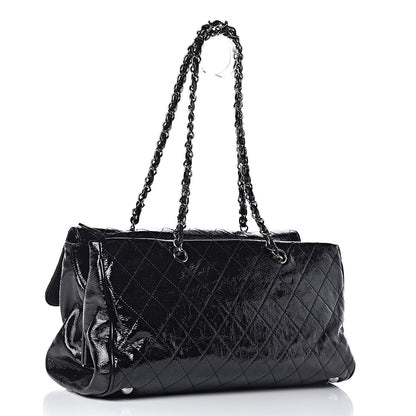 Chanel Distressed Patent Quilted Ritz Flap Bag Black 3 of 11